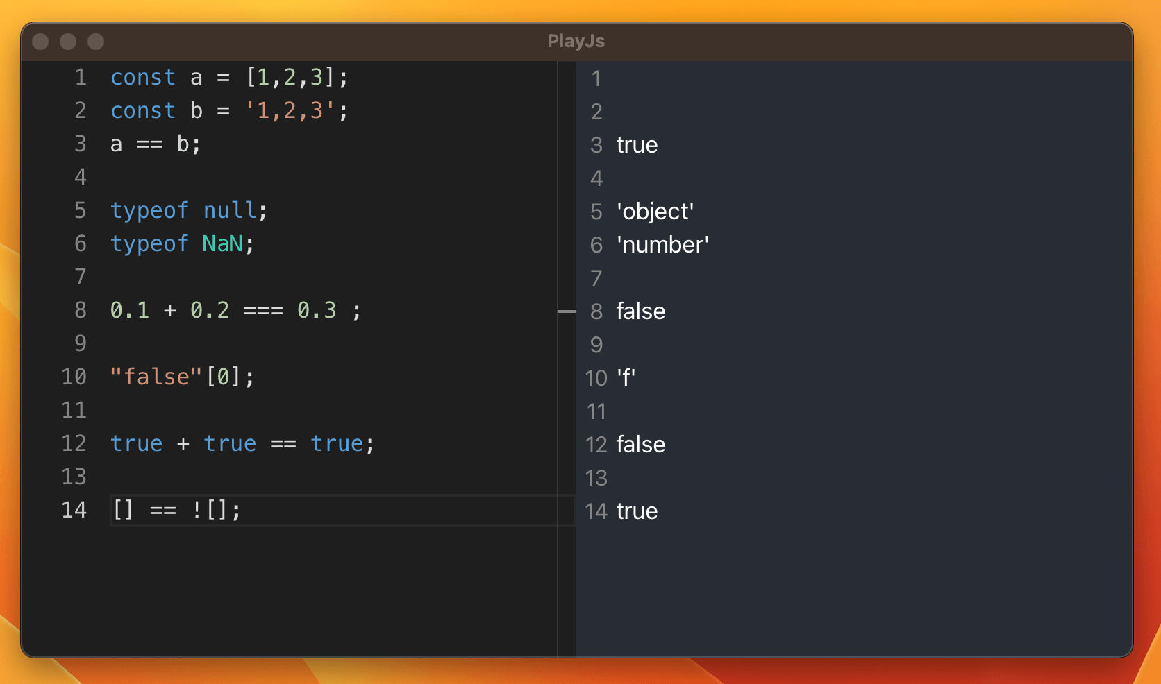 Output JavaScript code, in real time.